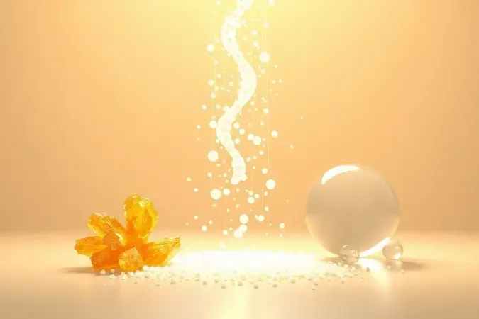 Render 3D conceitual mostrando colágeno sendo absorvido com auxílio de vitamina C, ácido hialurônico e aminoácidos.