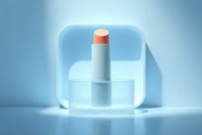 Render 3D de protetor labial em compartimento de armazenamento refrigerado para conservação ideal