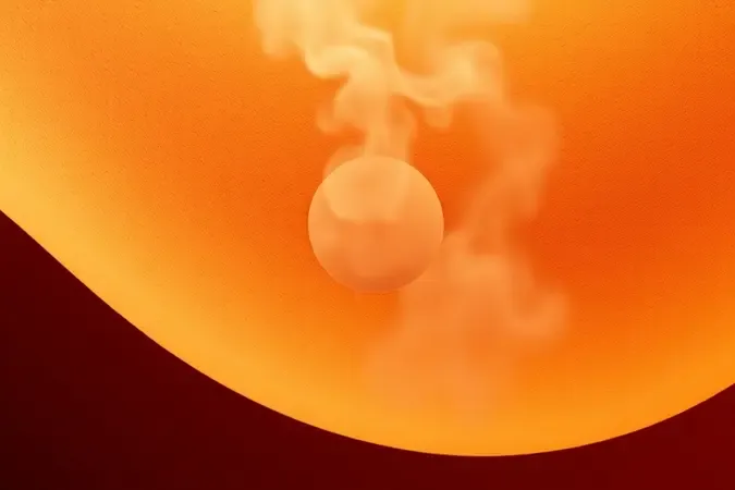 Renderização 3D mostrando evaporação de gotas de água em superfície quente representando efeito do banho quente na pele idosa.