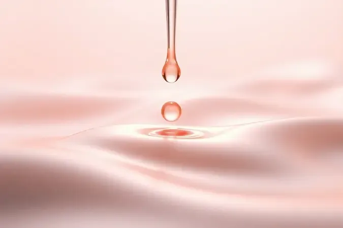 Gota de sérum caindo sobre superfície lisa simbolizando hidratação em render 3D