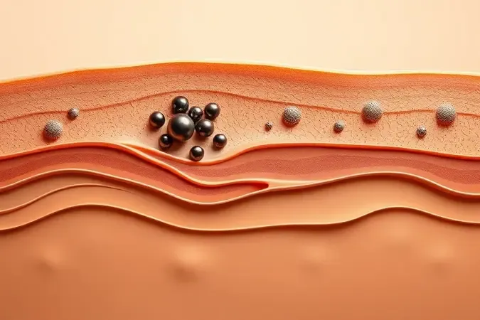 Ilustração 3D conceitual mostrando camadas da pele com concentração de melanina explicando a causa do melasma