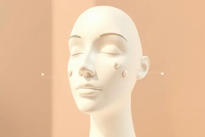 Renderização 3D conceitual demonstrando a técnica correta de aplicação de hidratante facial com pontos estratégicos no rosto