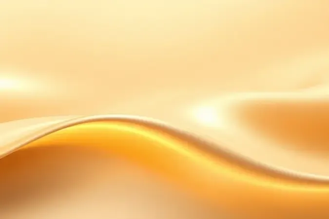 Render 3D abstrato simulando aplicação de iluminador corporal com pinceladas suaves em efeito degradê dourado.