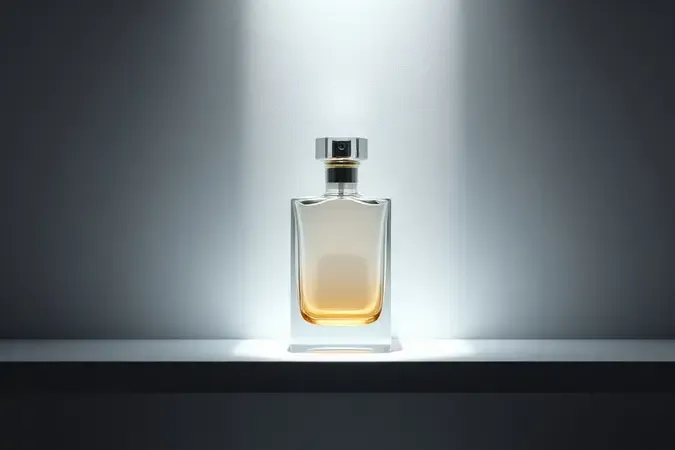 Render 3D de frasco de perfume abstrato em ambiente protegido da luz solar representando conservação adequada de fragrâncias