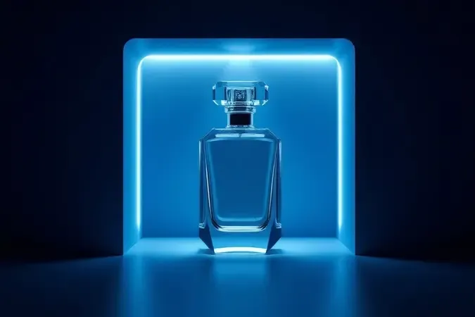 Frasco de perfume unissex em ambiente escuro e climatizado representando a forma correta de conservar a fragrância por mais tempo.