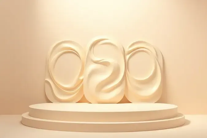 Render 3D conceitual de amostras de creme em tons neutros para diferentes tipos de pele