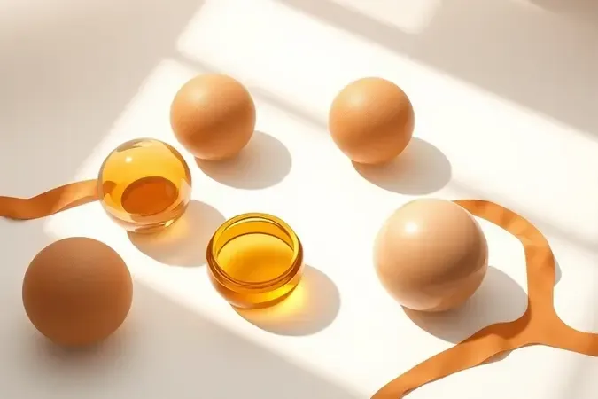 Composição 3D conceitual com formas abstratas em tons dourados representando critérios para escolher o bronzeador ideal.