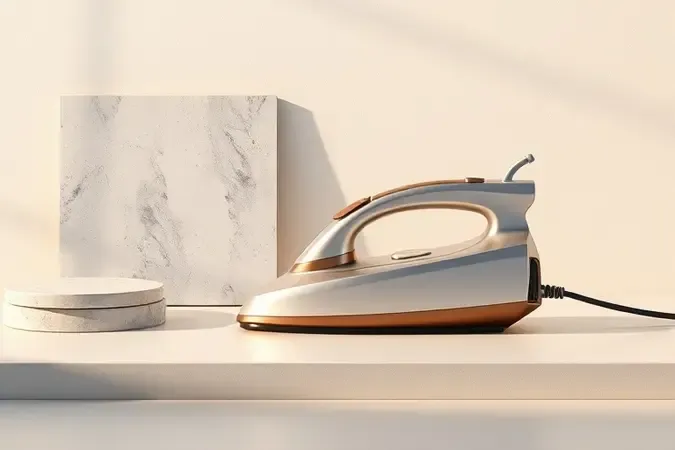 Materiais de chapinha profissional em render 3D com placas de cerâmica e controle de temperatura sobre superfície limpa