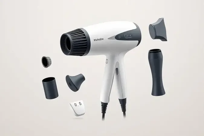 Componentes de secador de cabelo moderno em render 3D para orientar a escolha do modelo ideal.