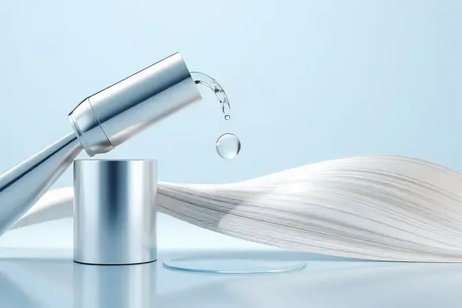 Gota de sérum capilar sobre fio de cabelo liso representando ação da progressiva de chuveiro