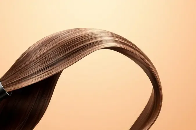 Chapinha deslizando por mecha de cabelo liso em render 3D com iluminação suave