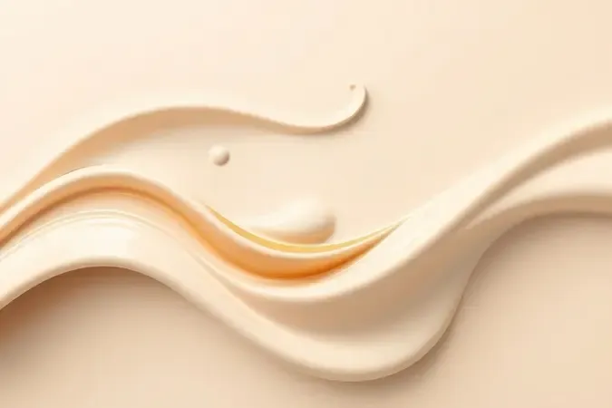Renderização 3D conceitual ilustrando aplicação correta de condicionador com formas fluidas e movimento suave em composição minimalista.