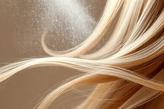 Névoa de spray e partículas de pó sobre fios de cabelo em render 3D conceitual