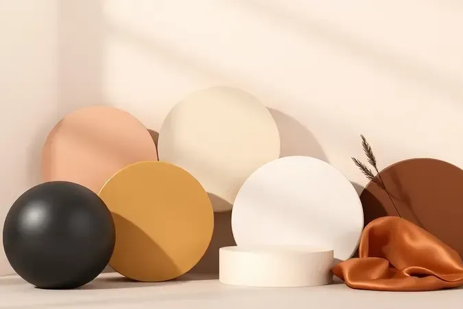 Composição conceitual com paleta de tons de pele e cores de delineador em renderização 3D premium