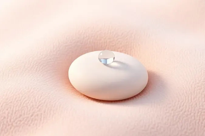 Render 3D conceitual com formas suaves e gota cristalina representando cuidados delicados com a área sensível dos olhos.