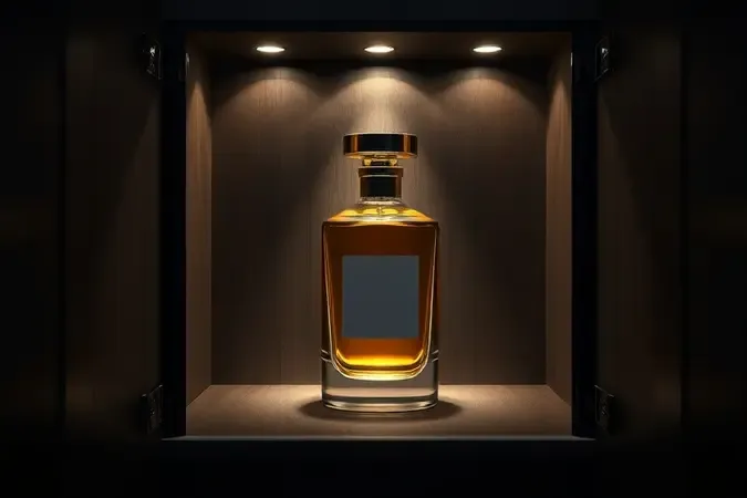 Frasco de perfume sem marca guardado em armário escuro para conservar a fragrância
