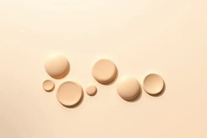 Amostras de tons de base em degradê representando escolha ideal para cobertura de manchas e melasma