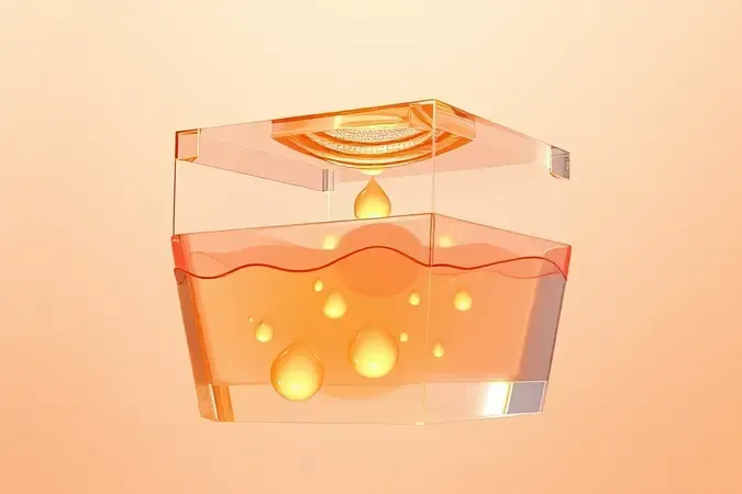 Composição 3D abstrata de camadas de pele absorvendo sérum representando escolha personalizada de skincare por idade.