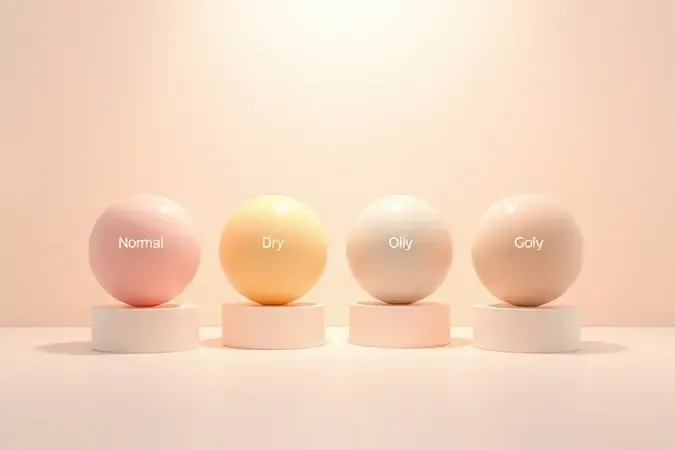 Render 3D conceitual com esferas coloridas representando diferentes tipos de pele para ilustrar como escolher a máscara facial ideal.