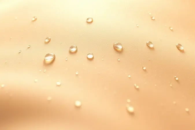 Renderização 3D de textura de pele com micropartículas de fragrância representando fixação de perfume feminino.