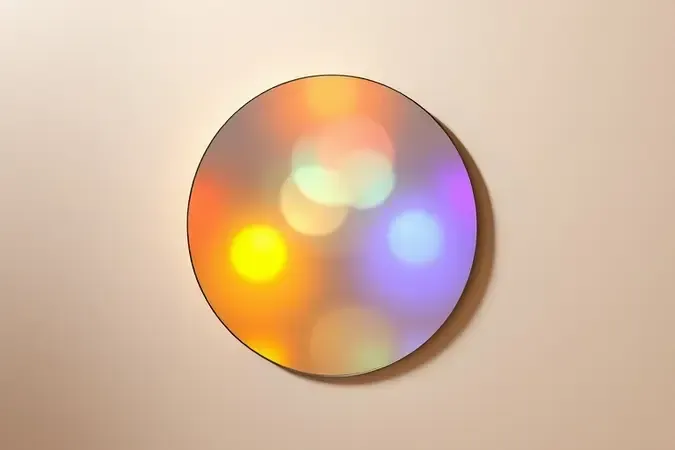Render 3D conceitual de superfície espelhada refletindo padrões coloridos que simbolizam famílias olfativas para escolha de perfume.
