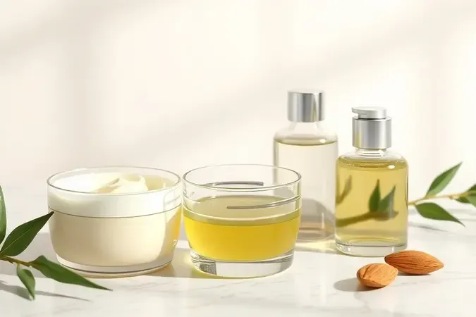 Ingredientes naturais seguros para hidratante facial de gestantes em composição 3D clean com luz difusa.