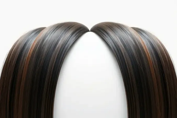 Renderização 3D de fios de cabelo lisos e disciplinados sem frizz representando métodos eficazes de selagem capilar.