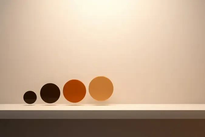 Render 3D conceitual de escala cromática circular abstrata em gradiente para representar numeração de tons de coloração capilar.
