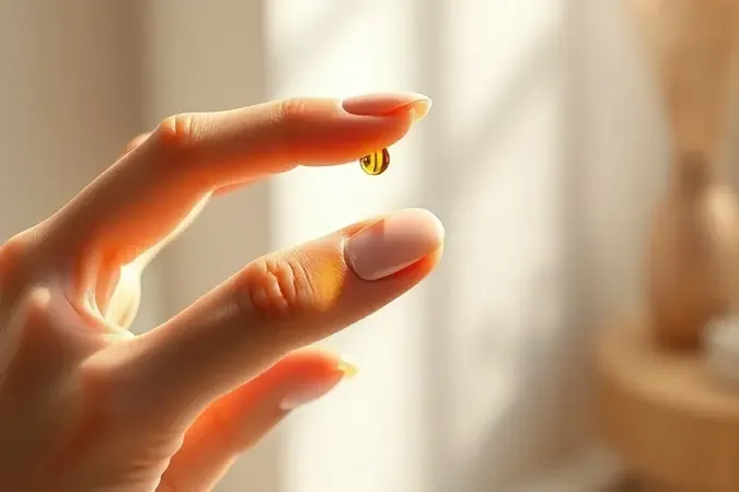 Gota de óleo secante sendo aplicada sobre esmalte de unha fresca em render 3D conceitual representando secagem rápida.