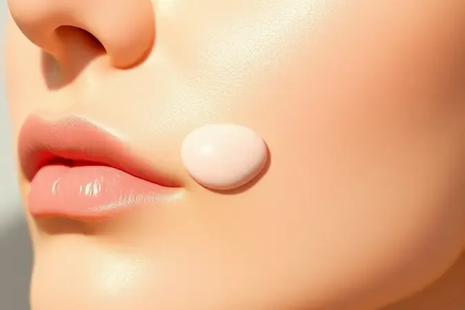 Render 3D conceitual de preparação da pele com primer hidratante e textura suave em luz dourada.
