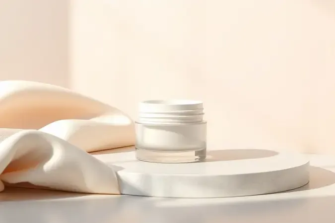 Cena conceitual 3D de cuidados com a pele e hidratação após depilação com tecido suave e creme neutro