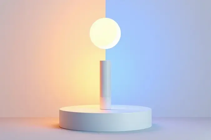 Conceito 3D de proteção solar diurna e reparação labial noturna com sol e lua sobre superfície minimalista.