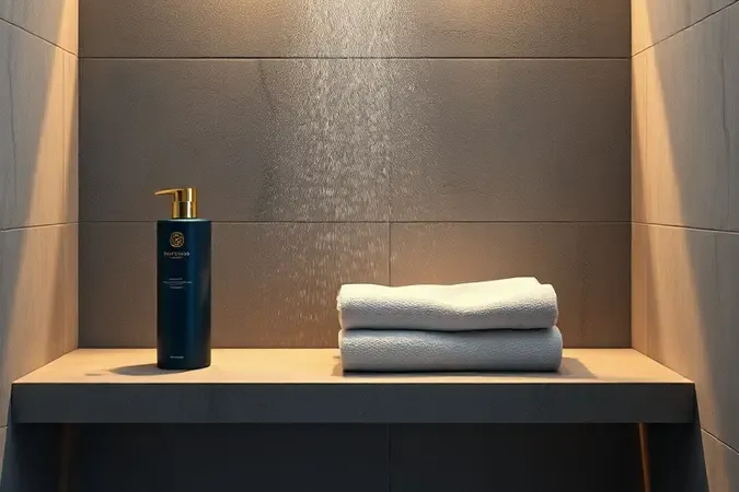 Renderização 3D de rotina de cuidados masculinos com shampoo sem rótulo no chuveiro