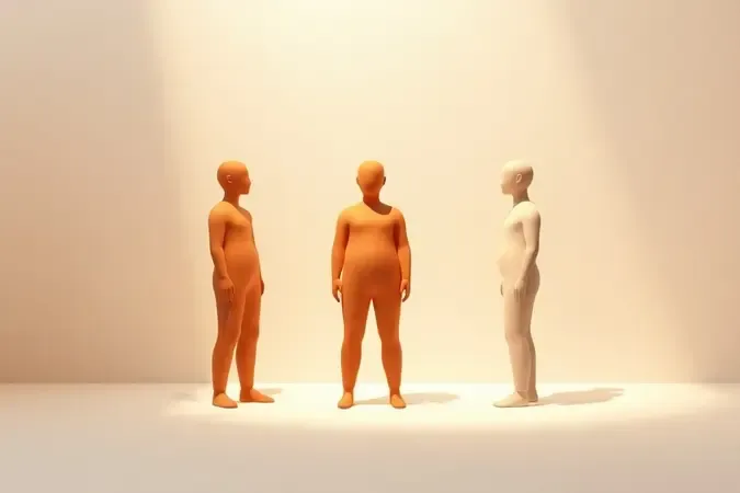 Render 3D conceitual de silhuetas humanas abstratas em tons terracota e areia representando diversidade de usuários de desodorante.