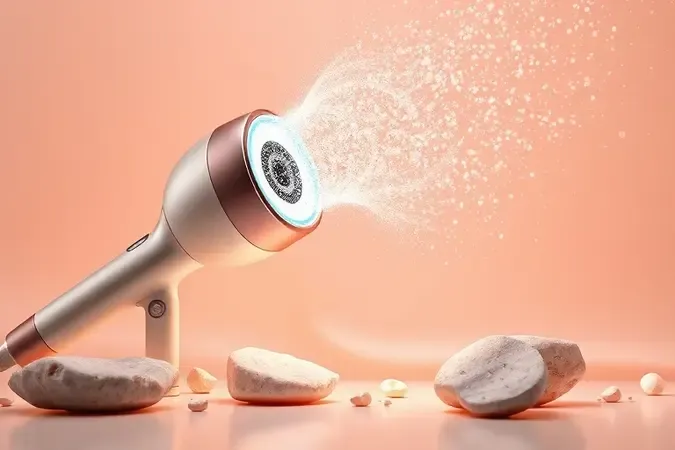 Tecnologias de íons, cerâmica e turmalina em secador representadas em render 3D conceitual.