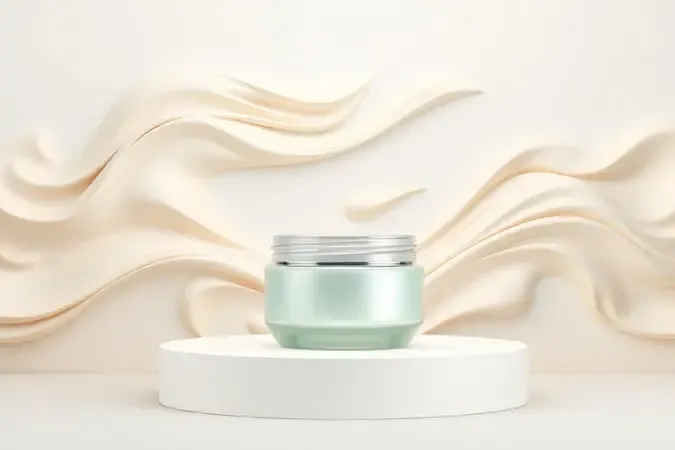 Texturas suaves de creme em ondas elegantes em render 3D minimalista