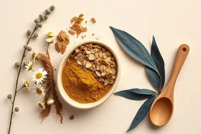 Ingredientes naturais como hena e camomila como alternativas seguras de tintura capilar para gestantes.