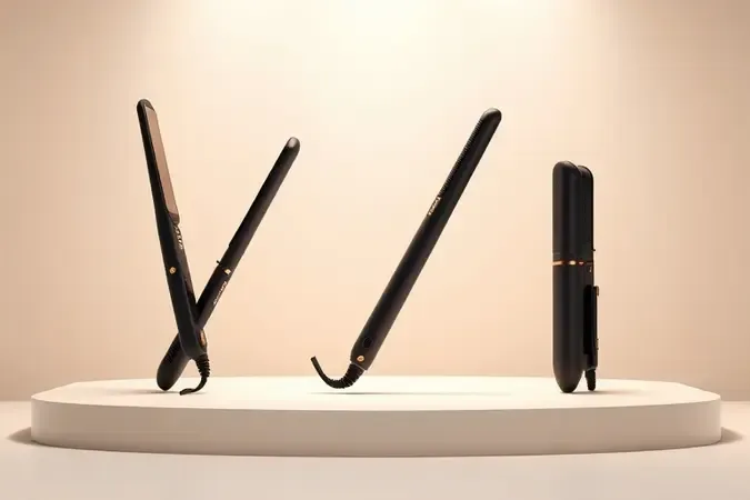 Três tipos de chapinha em render 3D: profissional, tradicional e compacta de viagem